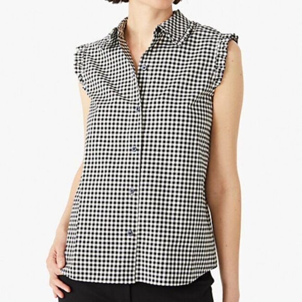 NWT kate spade Mini gingham sleeveless top‎ , Black and white